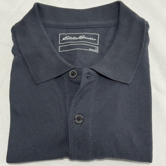 midnight navy eddie bauer men shirt size large collar and buttons short - Picture 7 of 7